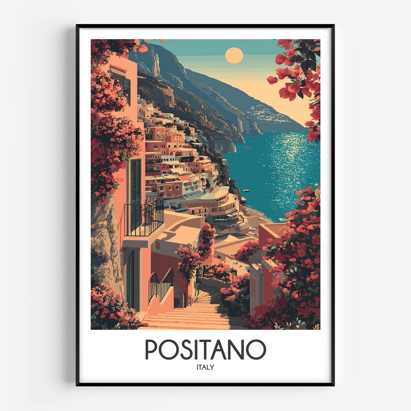 Positano Retro Travel Illustration