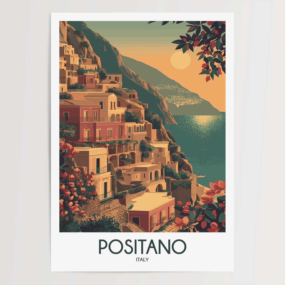 Positano Scenic Landscape Art