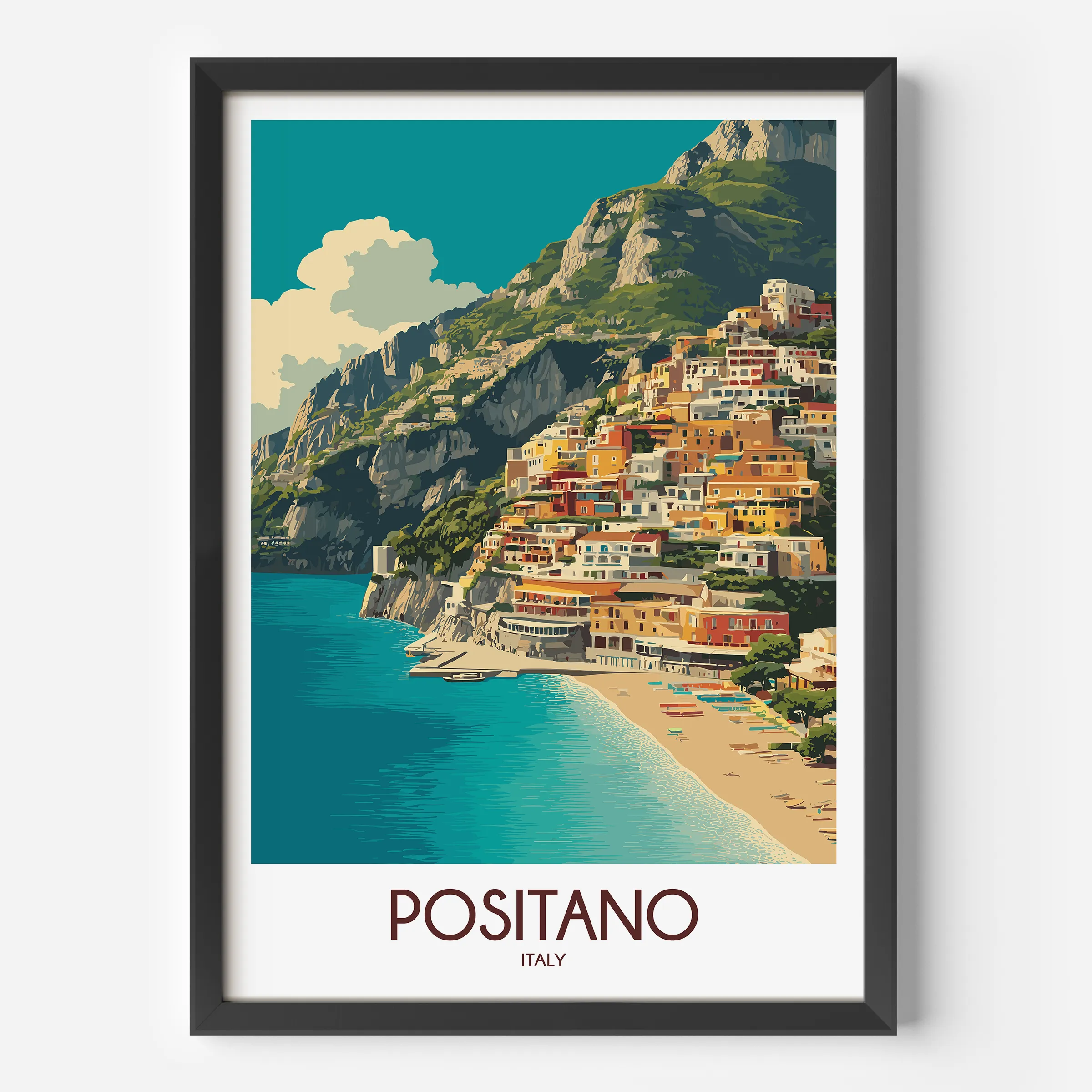 Positano Scenic Landscape Art