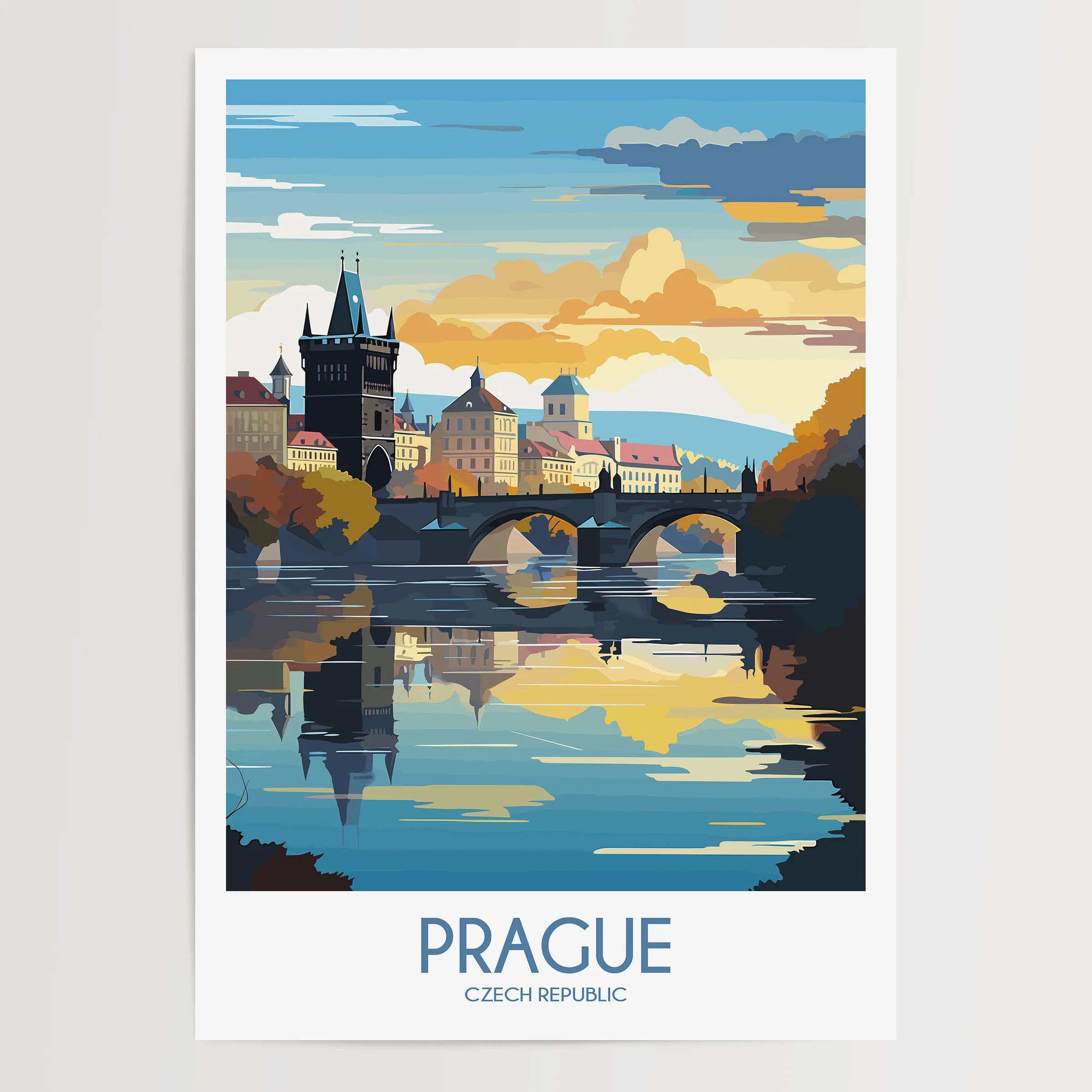 Prague Modern Travel Poster