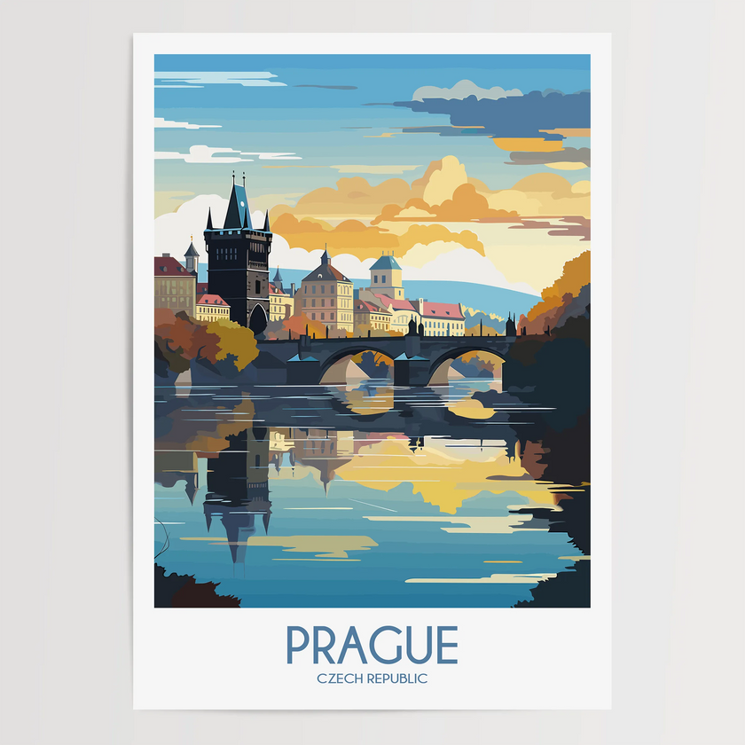 Prague Modern Travel Poster