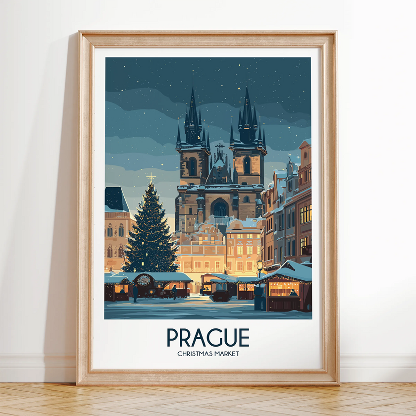 Prague Retro Travel Illustration