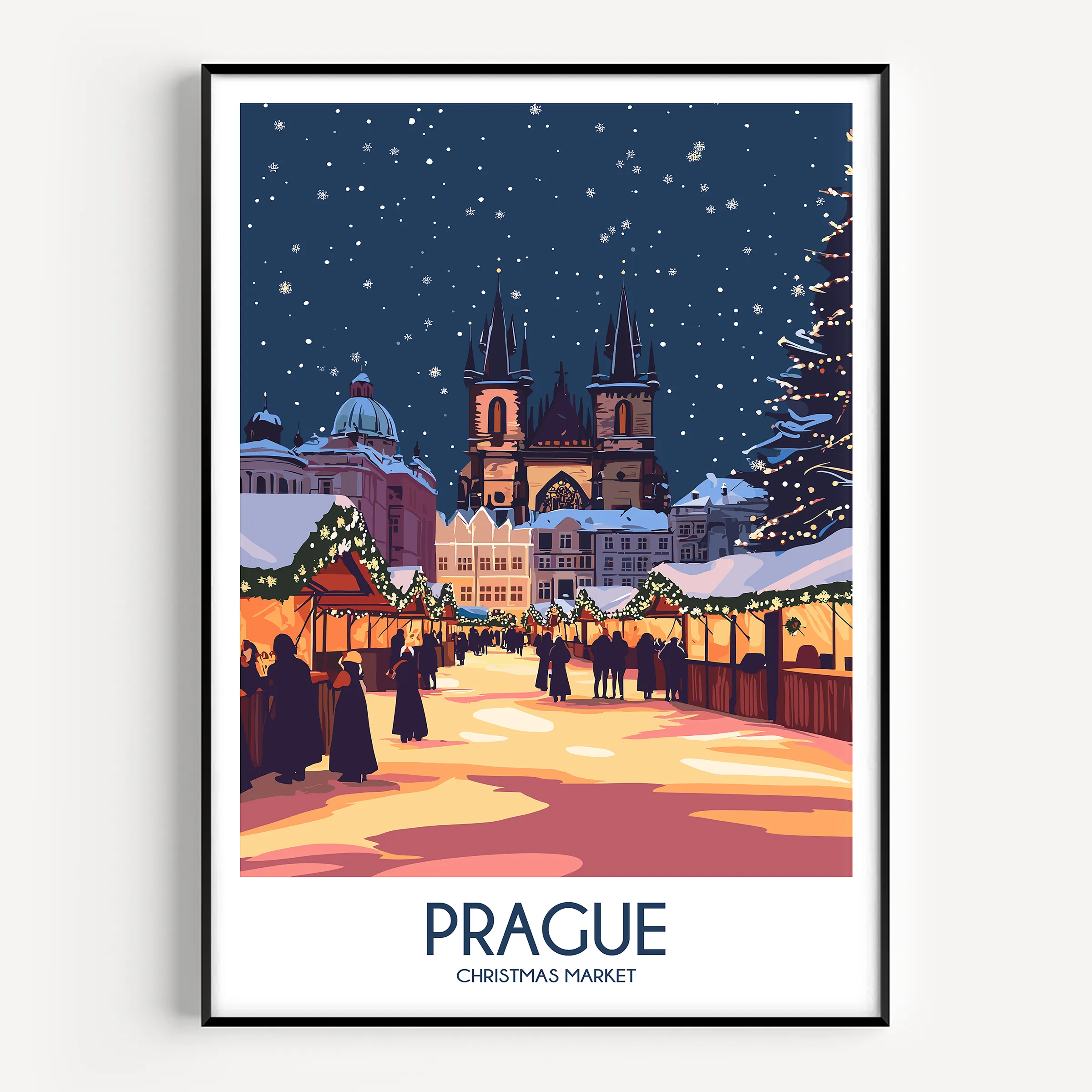 Prague Retro Travel Illustration