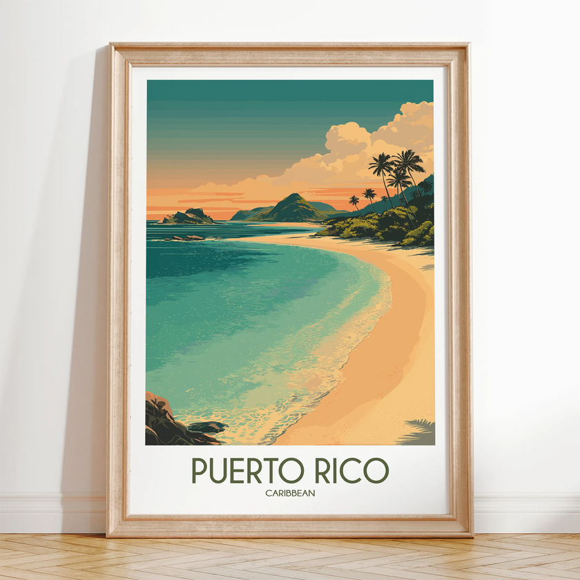 Puerto Rico Retro Travel Illustration