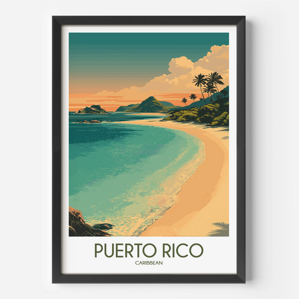 Puerto Rico Vintage Style Print