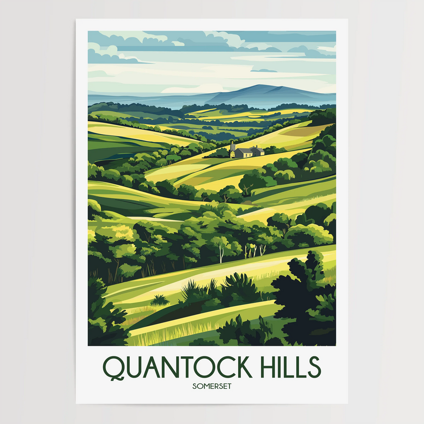 Quantock Hills Retro Travel Illustration