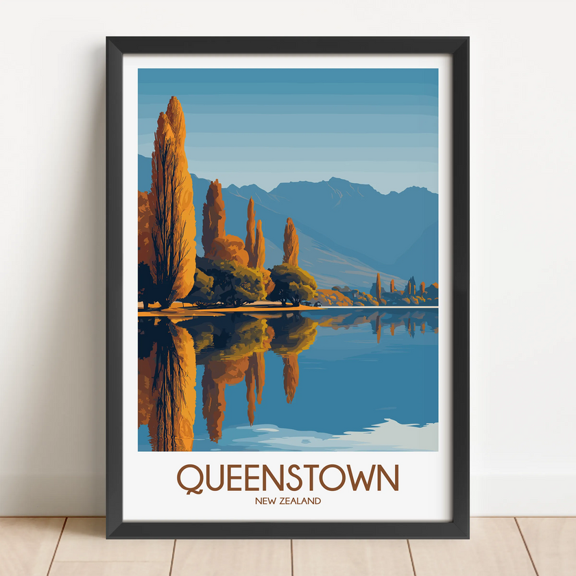 Queenstown Retro Travel Illustration