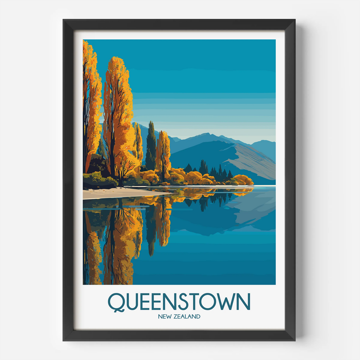 Queenstown Retro Travel Illustration