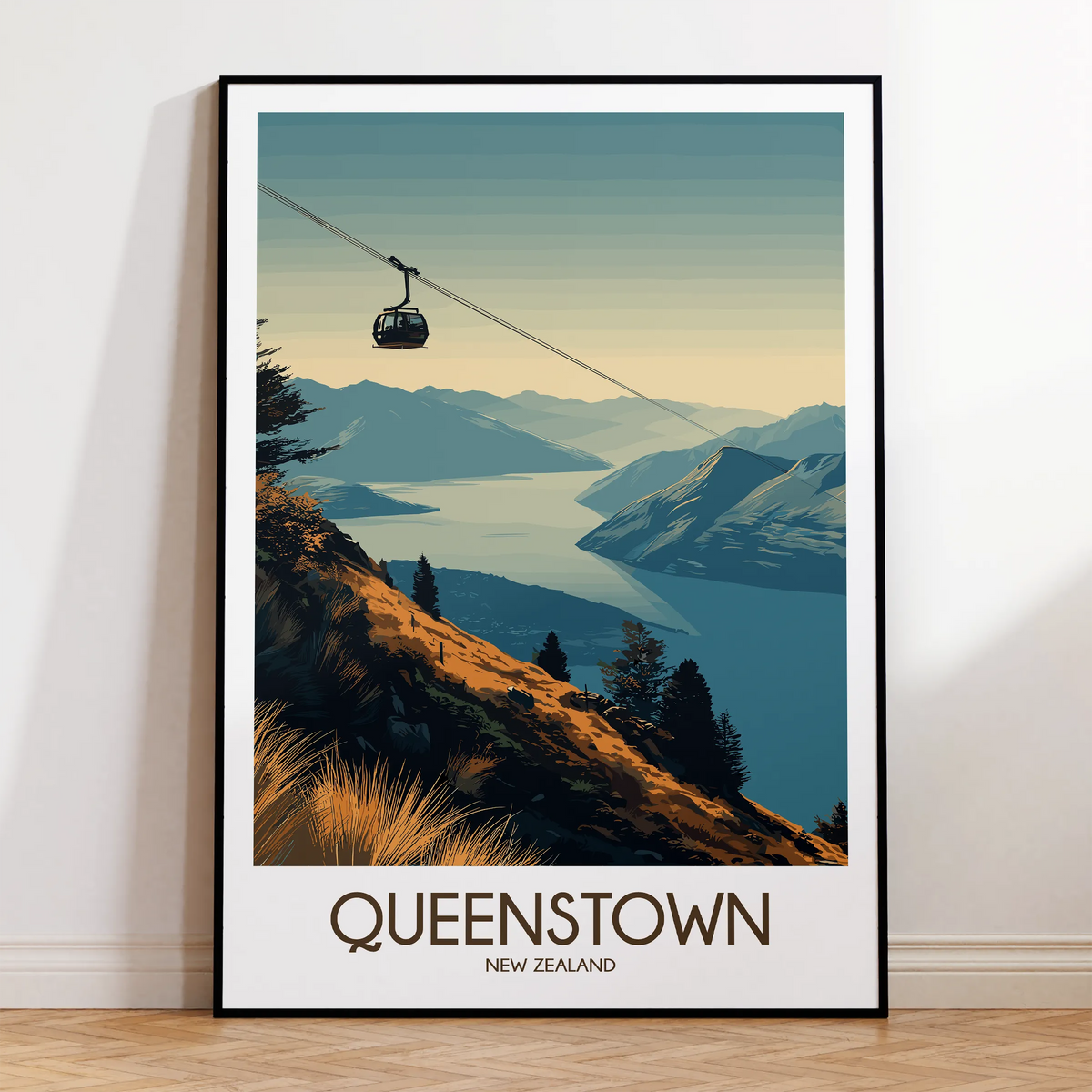Queenstown Retro Travel Illustration