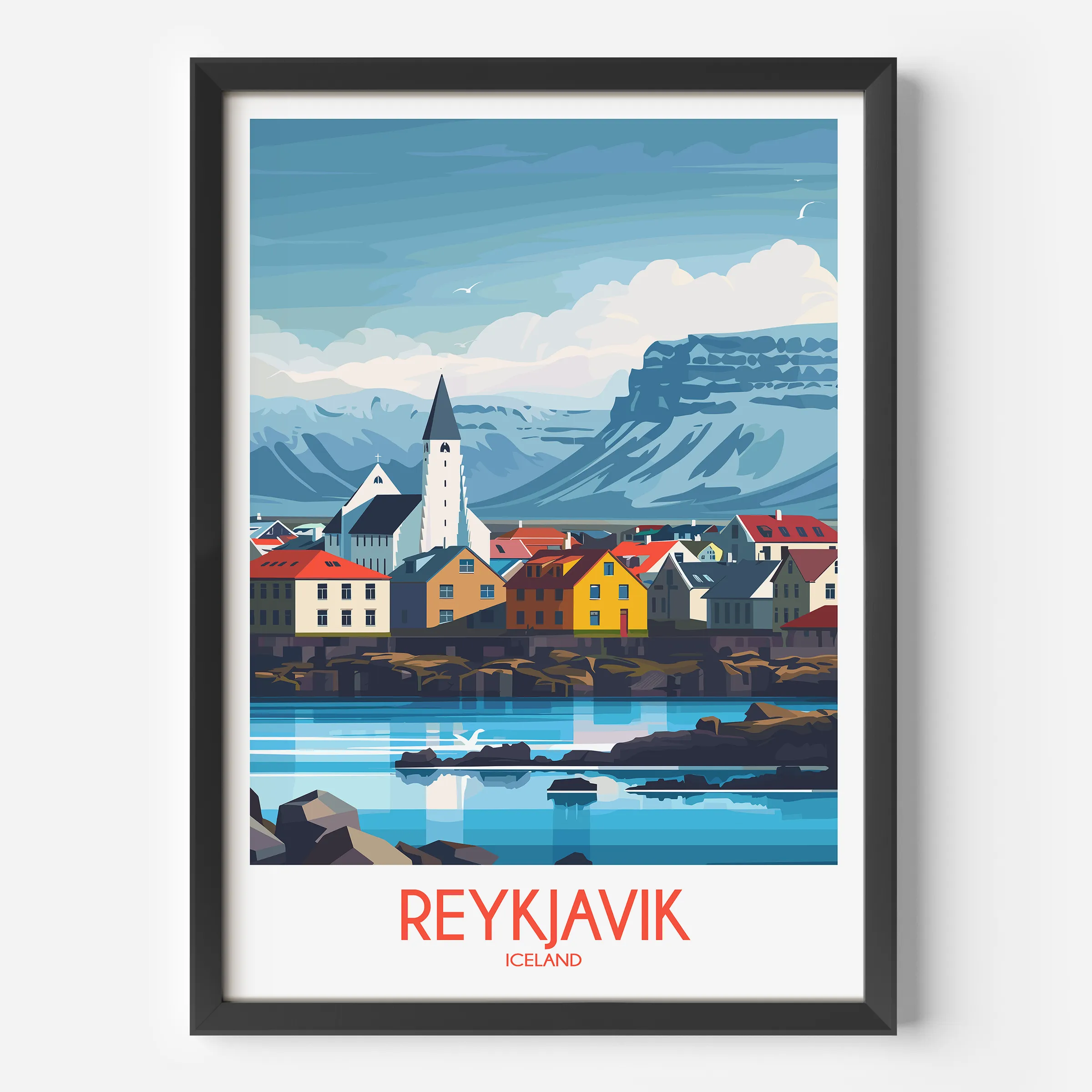 Reykjavik Retro Travel Illustration