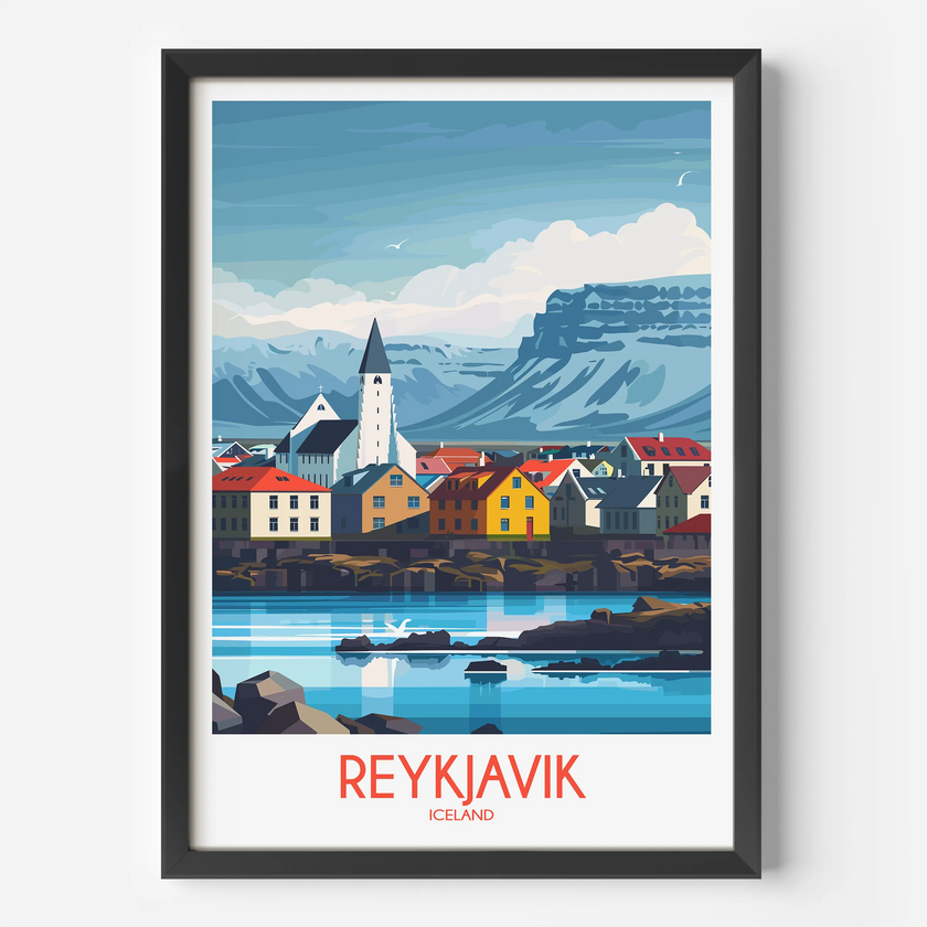 Reykjavik Retro Travel Illustration