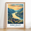 Rhine Valley Retro Travel Illustration