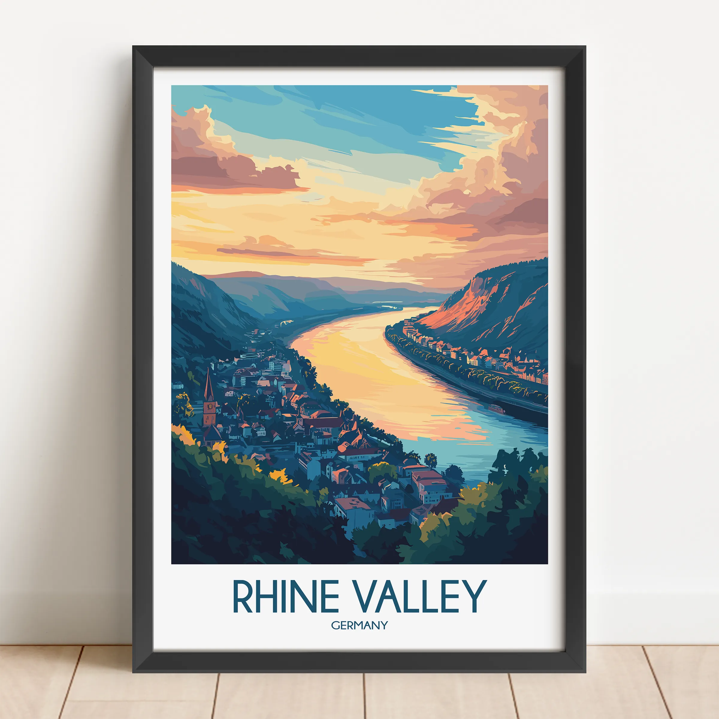 Rhine Valley Vintage Style Print