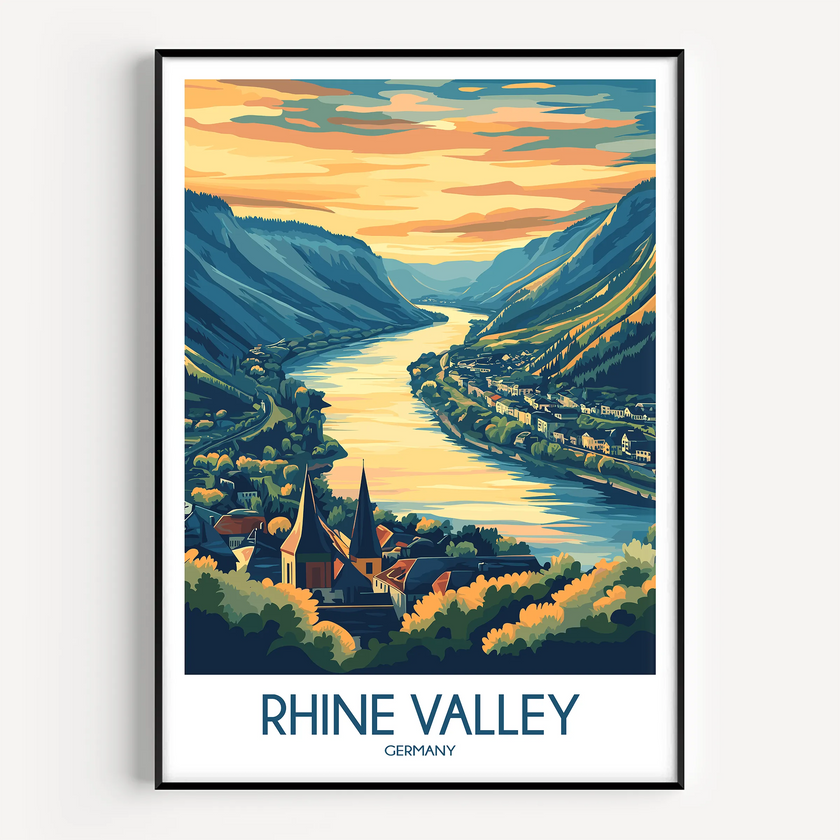 Rhine Valley Vintage Style Print