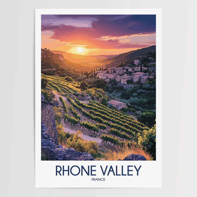 Rhone Valley Retro Travel Illustration