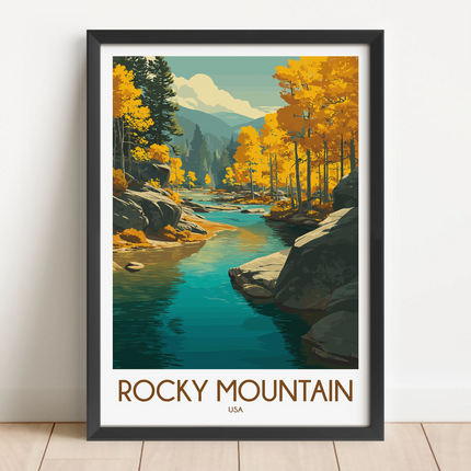 Rocky Mountain National Park Retro Travel Illustration