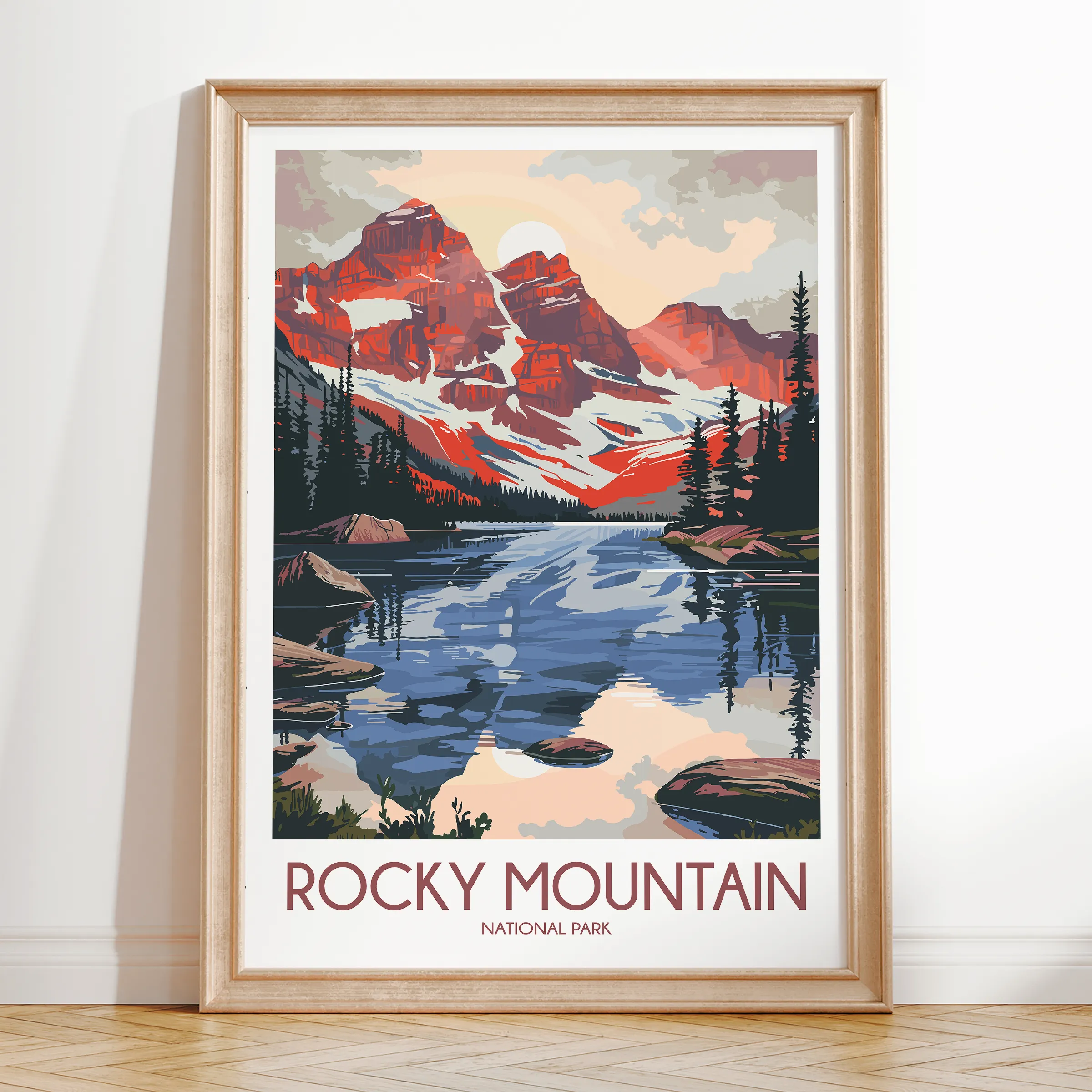 Rocky Mountain Retro Travel Illustration