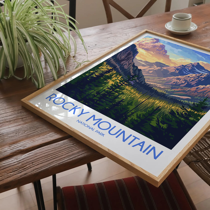 Rocky Mountain Retro Travel Illustration