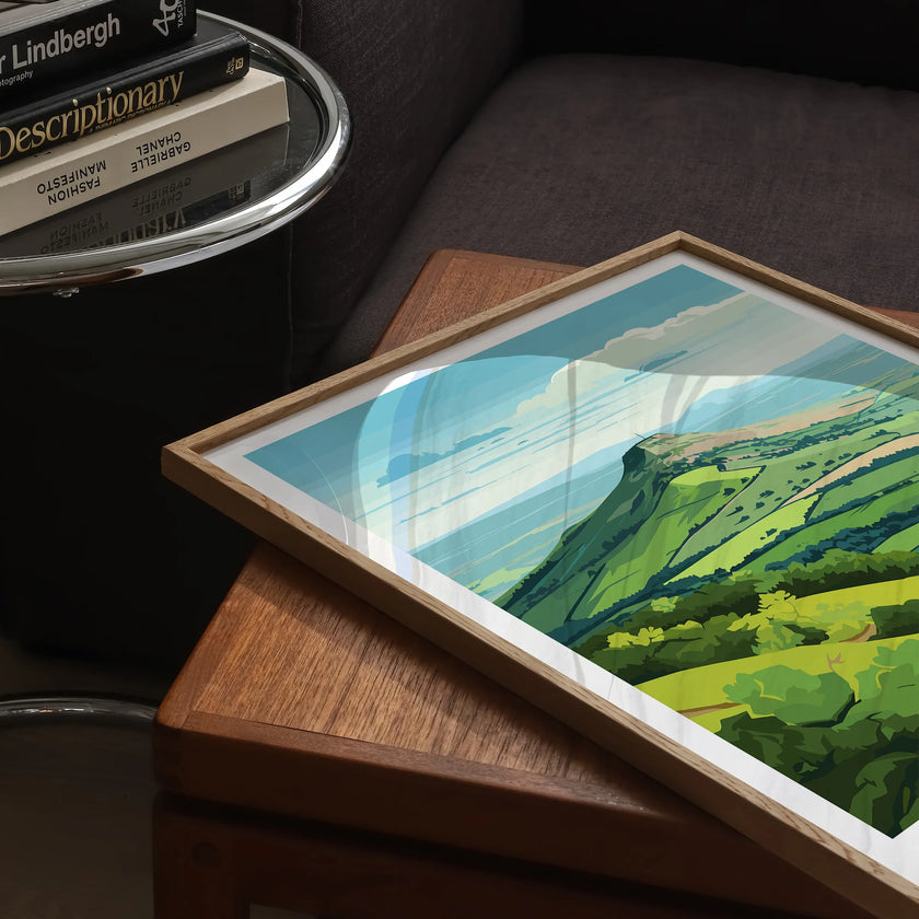 Roseberry Topping Retro Travel Illustration