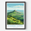 Roseberry Topping Retro Travel Illustration