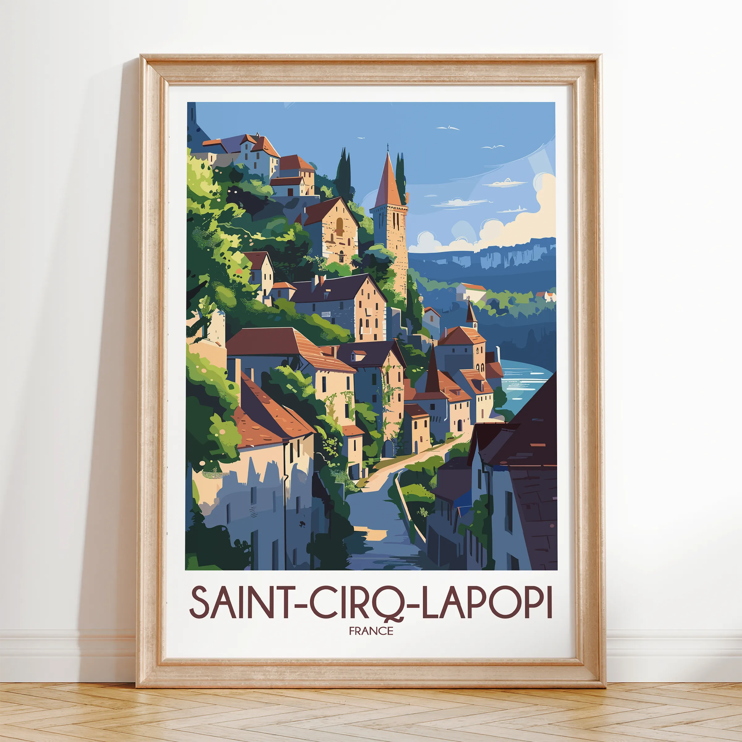 Saint-Cirq-Lapopie Modern Travel Poster