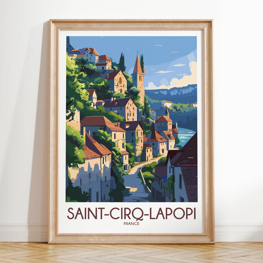 Saint-Cirq-Lapopie Modern Travel Poster