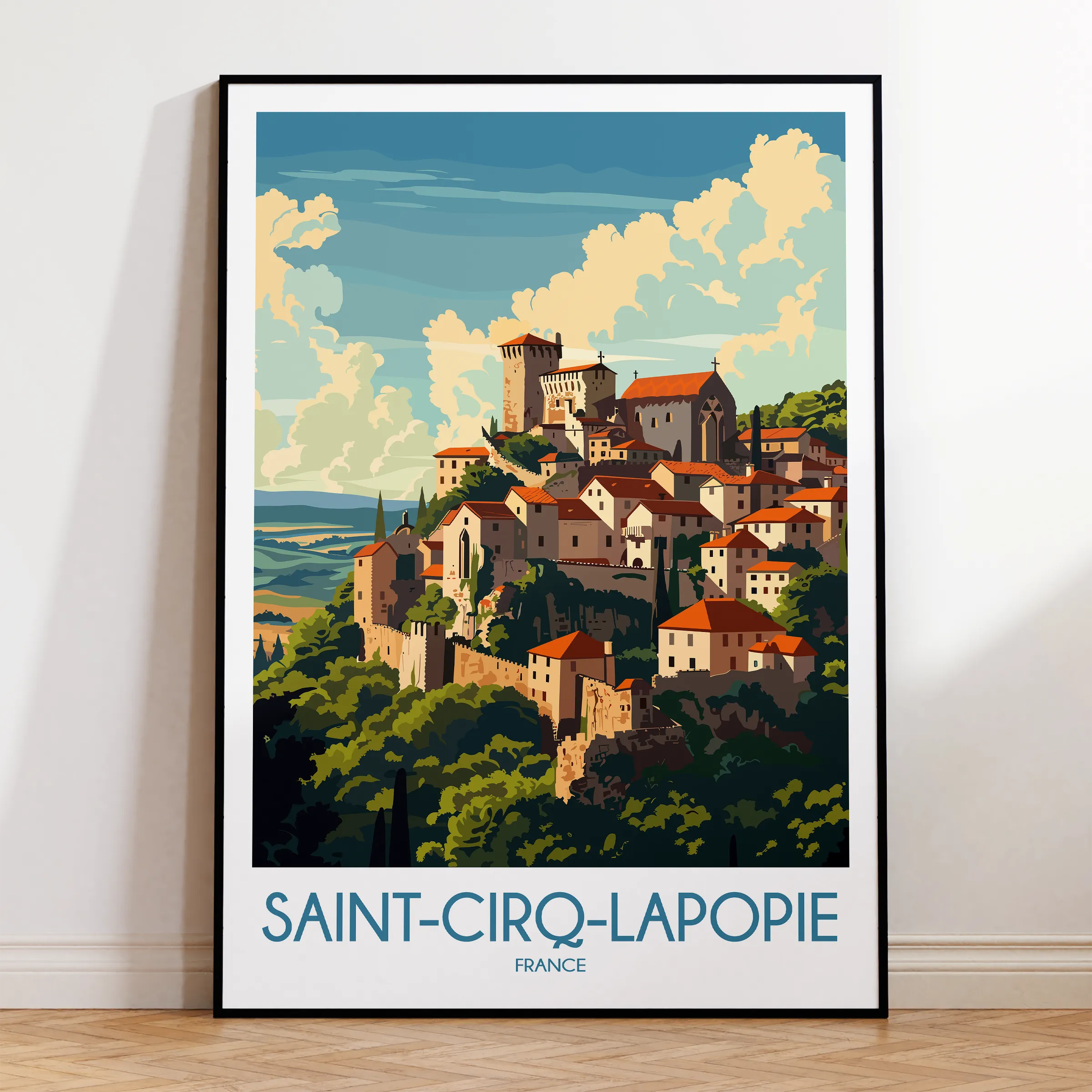 Saint-Cirq-Lapopie Modern Travel Poster
