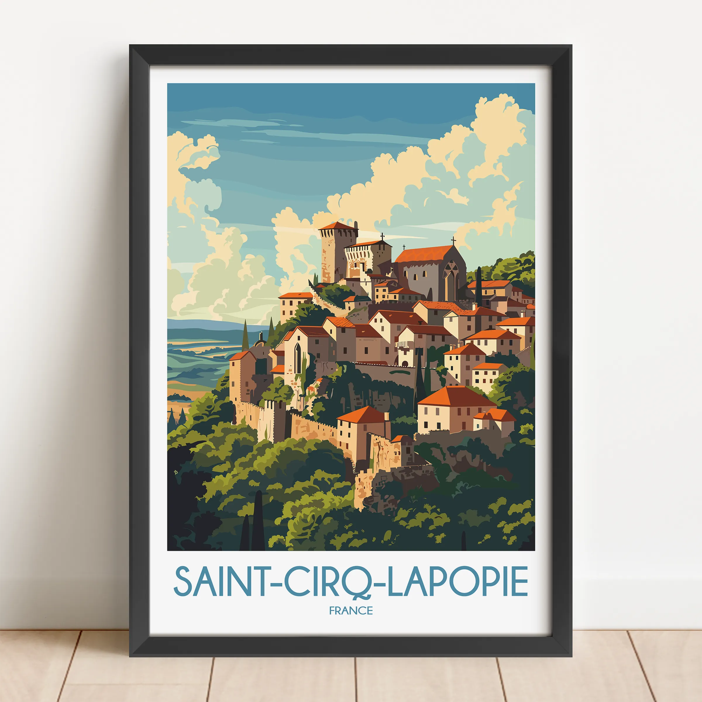 Saint-Cirq-Lapopie Vintage Style Print