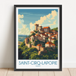 Saint-Cirq-Lapopie Vintage Style Print