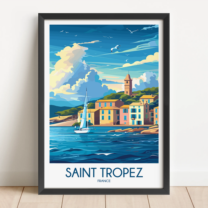 Saint Tropez Retro Travel Illustration