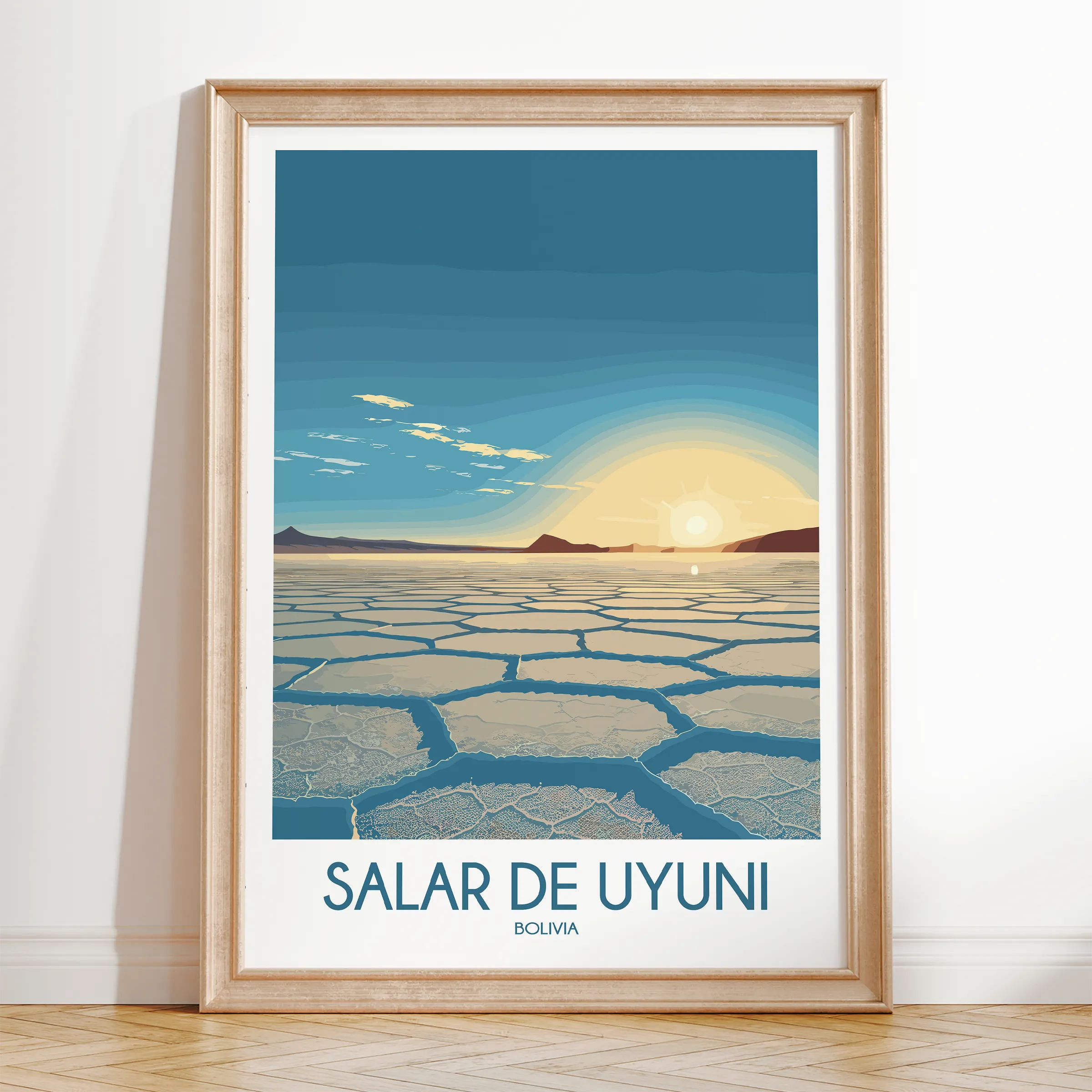 Salar De Uyuni Retro Travel Illustration