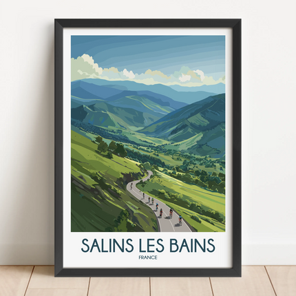 Salins Les Bains Retro Travel Illustration