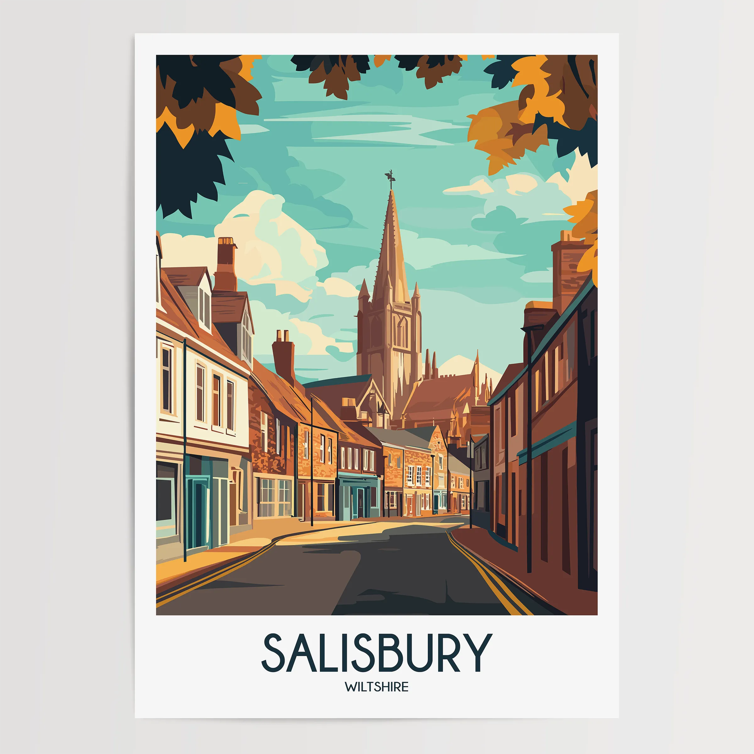 Salisbury Modern Travel Poster