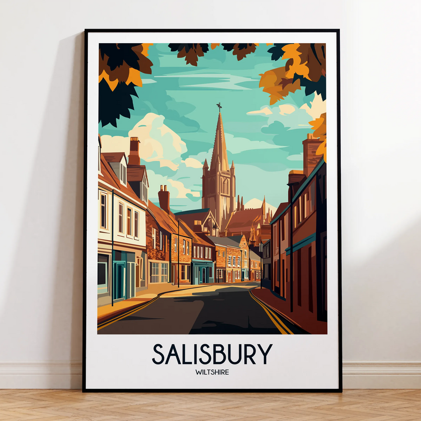 Salisbury Retro Travel Illustration