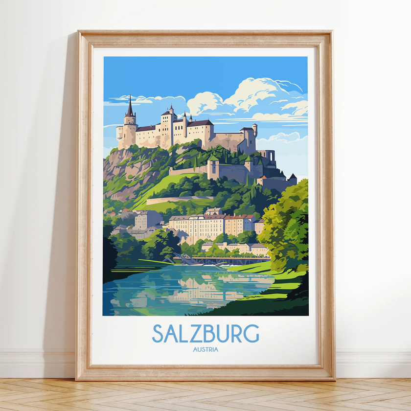 Salzburg Retro Travel Illustration