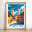San Gimignano Retro Travel Illustration