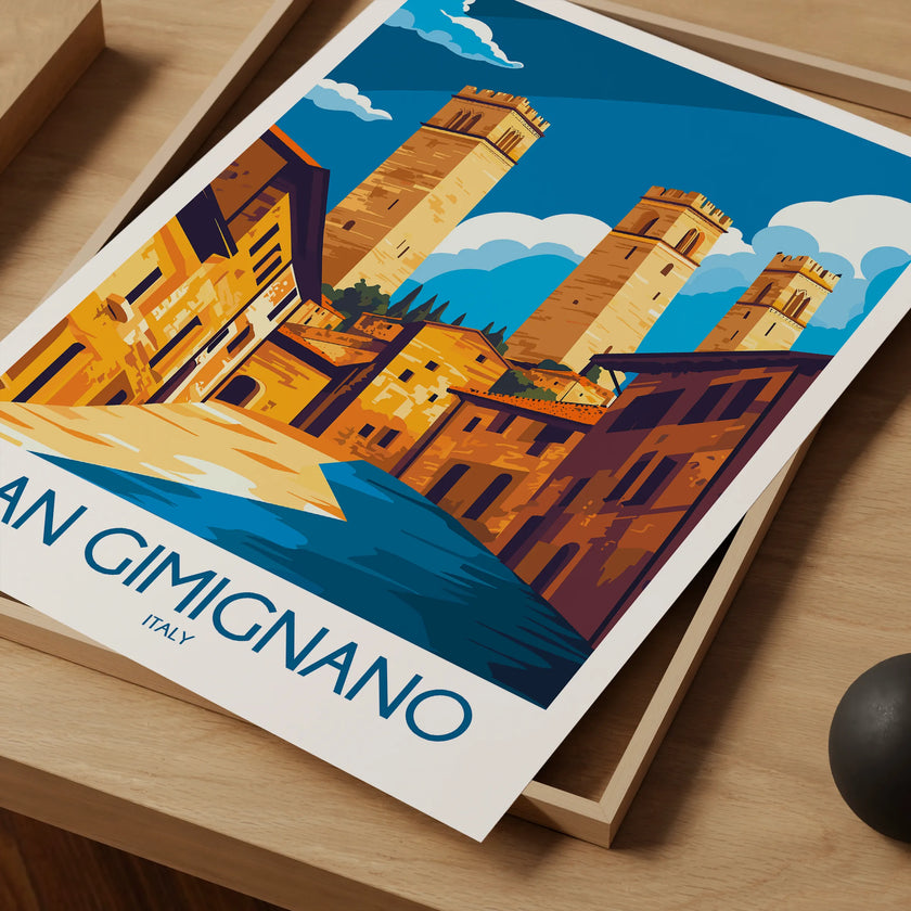 San Gimignano Vintage Style Print