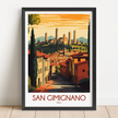 San Gimignano Vintage Style Print