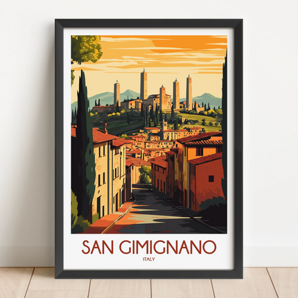 San Gimignano Vintage Style Print
