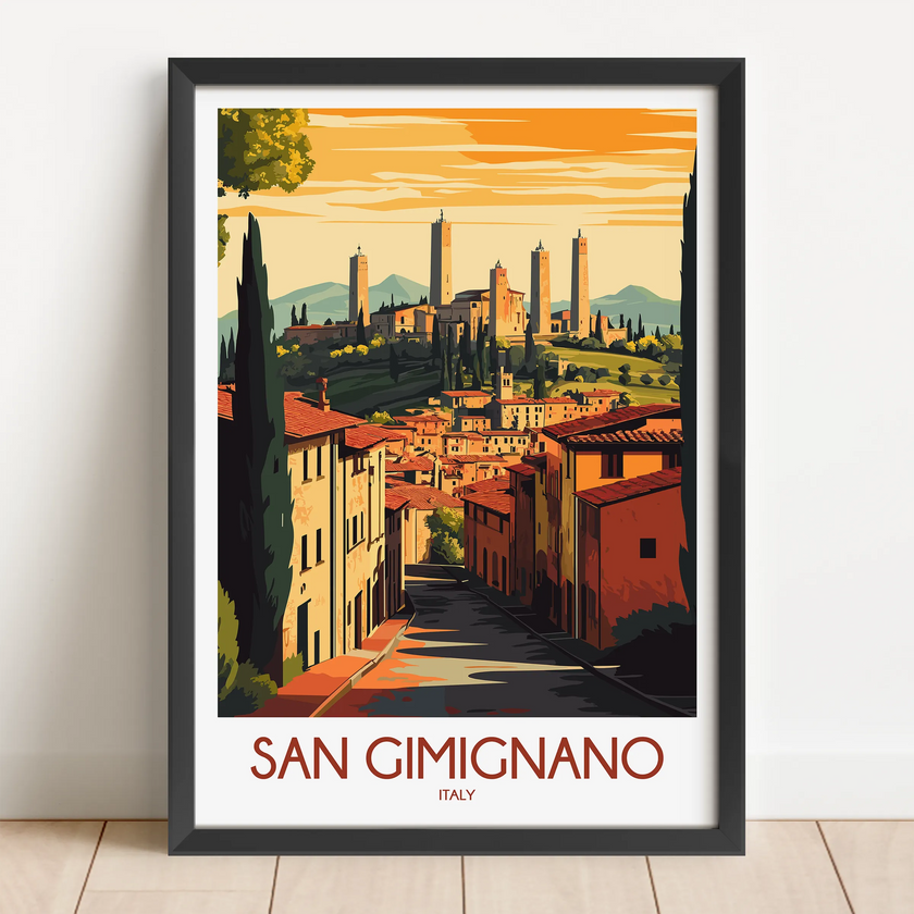 San Gimignano Vintage Style Print