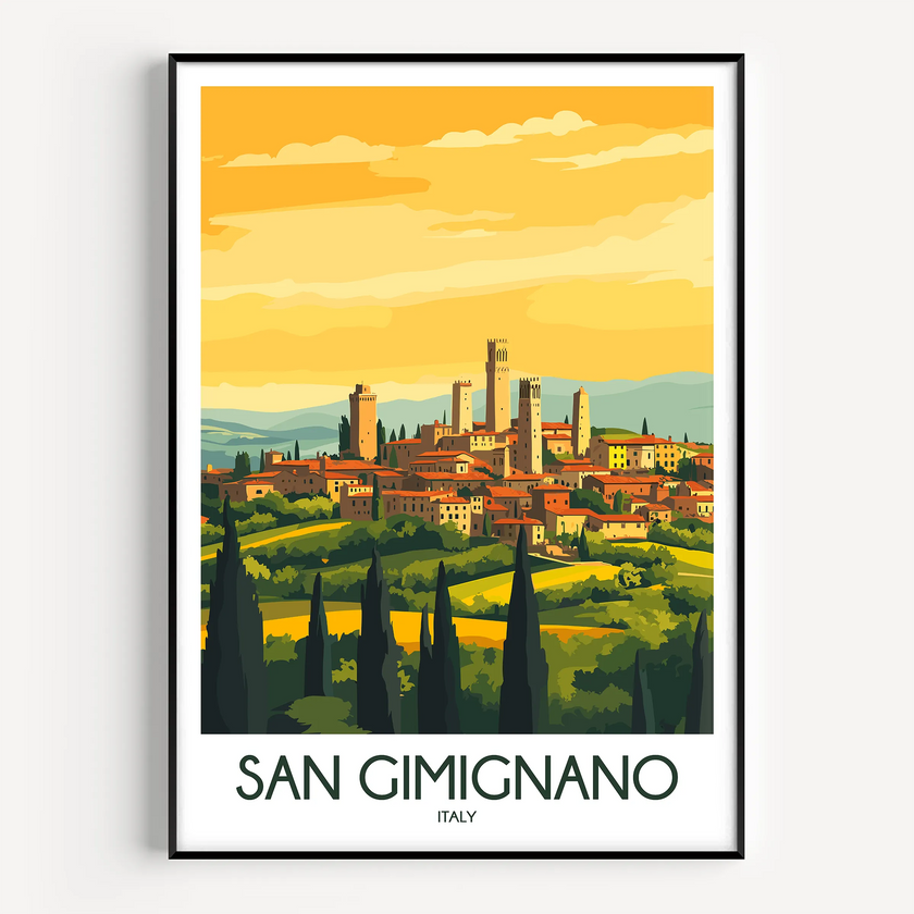 San Gimignano Vintage Style Print