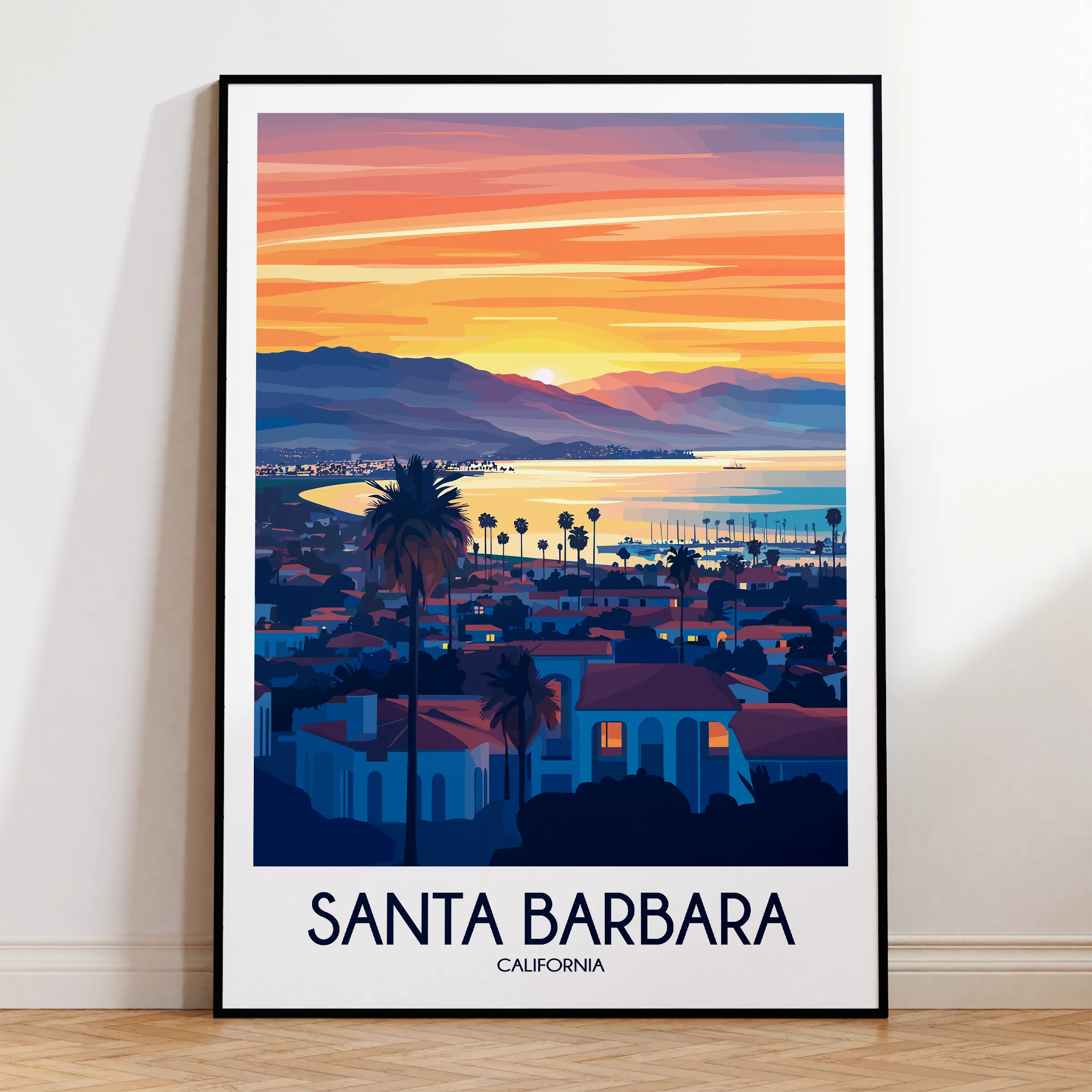 Santa Barbara Retro Travel Illustration