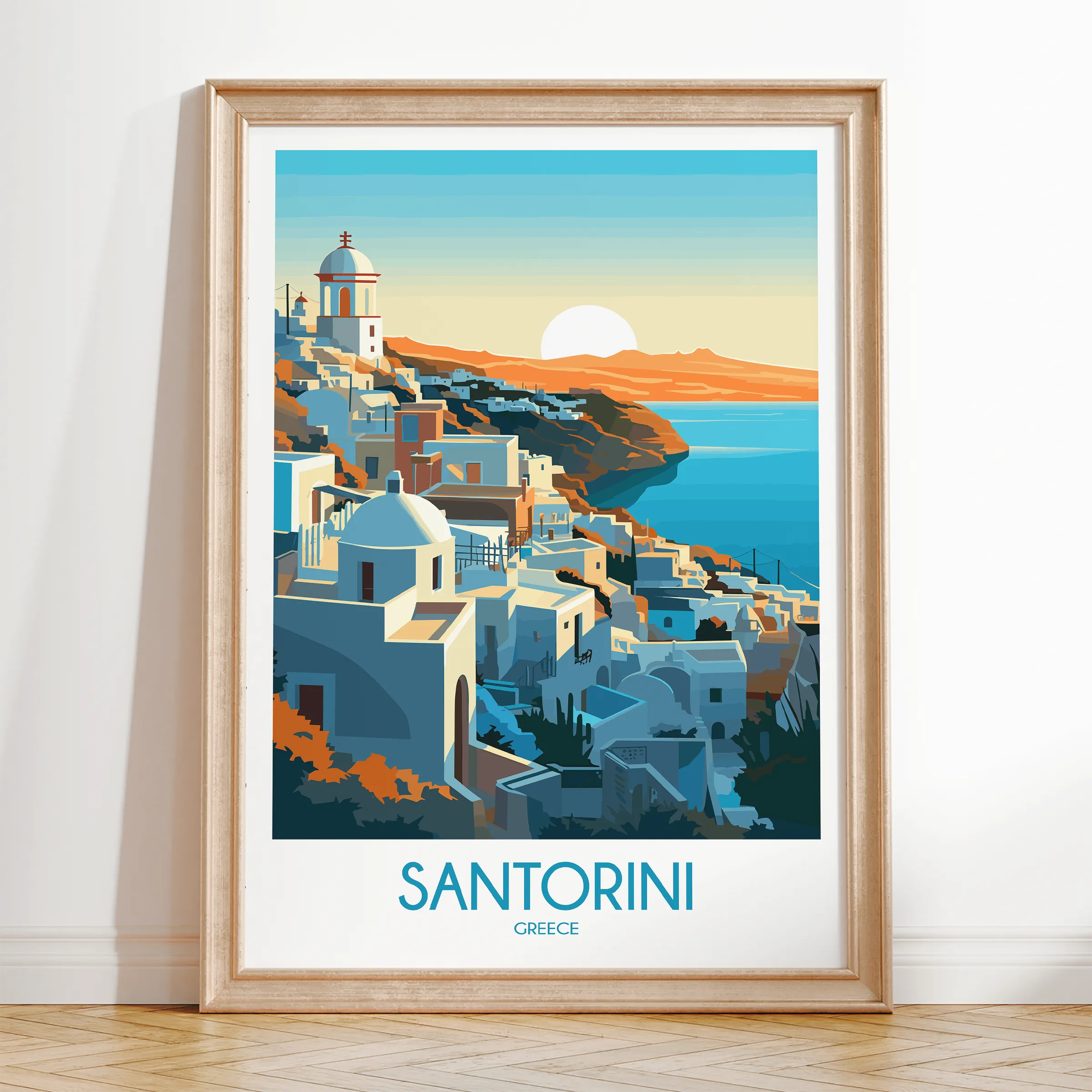 Santorini Destination Art Gift
