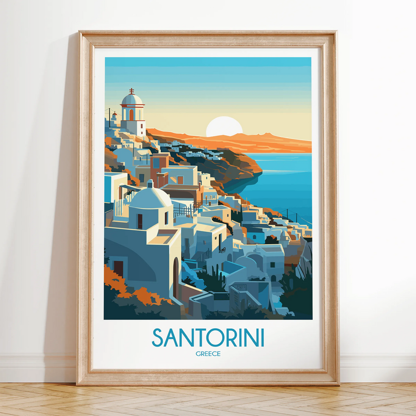 Santorini Destination Art Gift