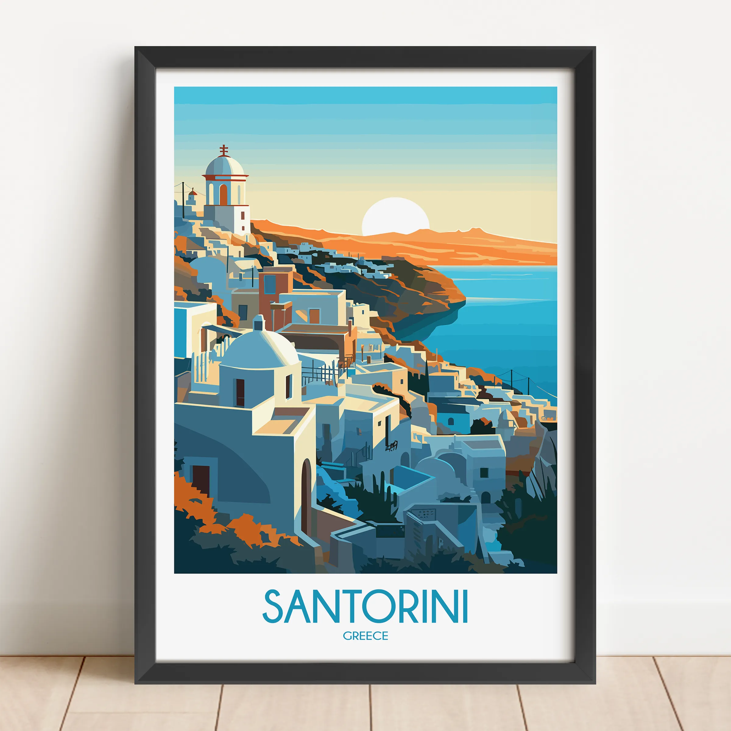 Santorini Modern Travel Poster