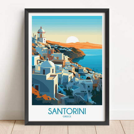 Santorini Modern Travel Poster