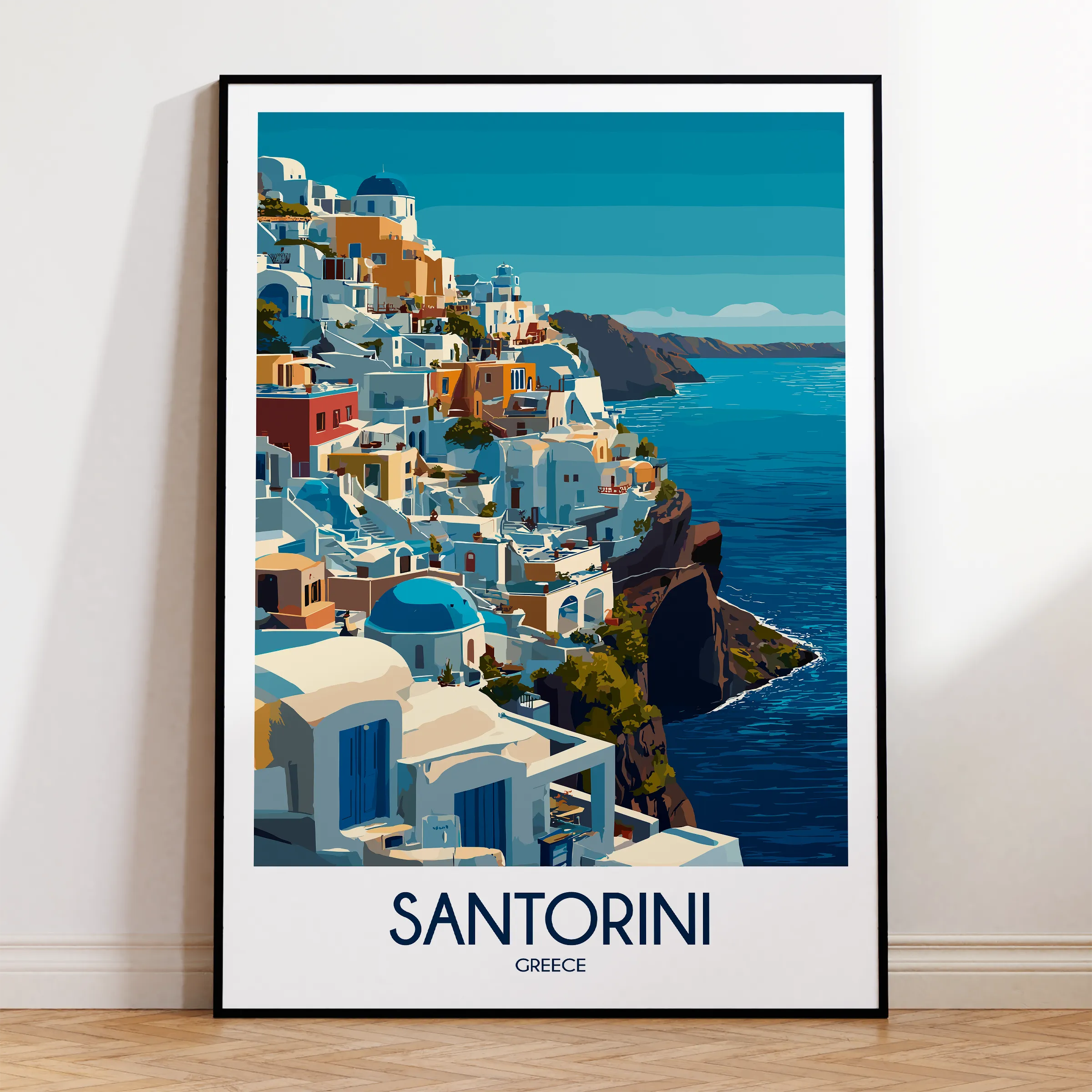 Santorini Modern Travel Poster