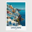 Santorini Retro Travel Illustration