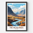 Scotland Highlands Modern Travel Poster