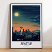 Seattle Retro Travel Illustration
